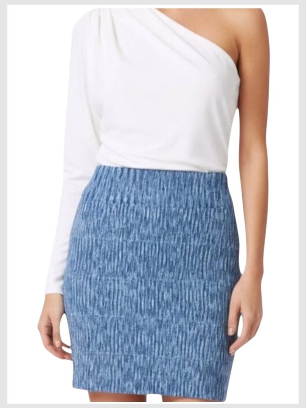 BCBGMaxAzria Bandage Mini Skirt Blue Ribbed Stretch S